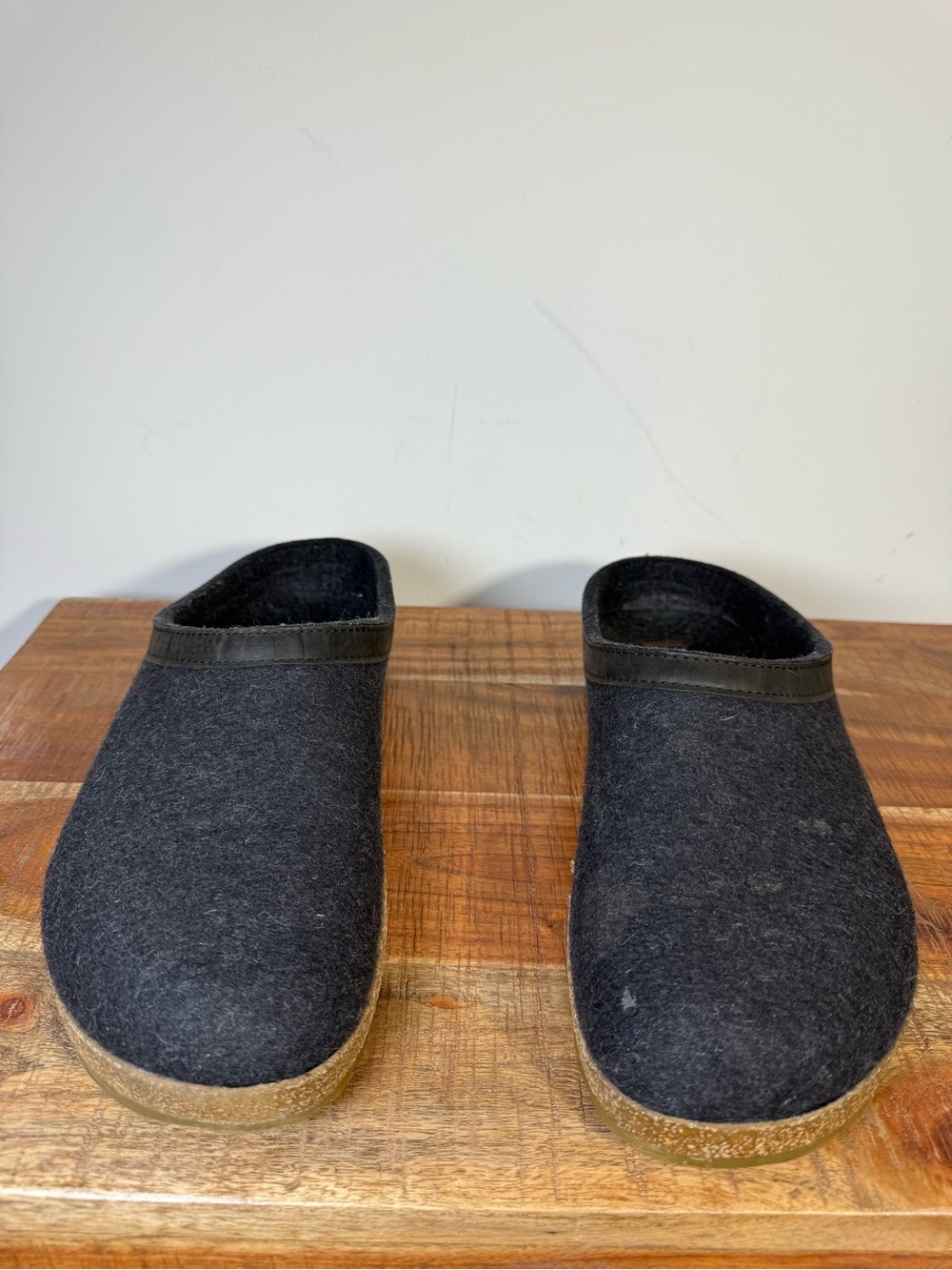 Haflinger Black Wool Slip-On Clogs